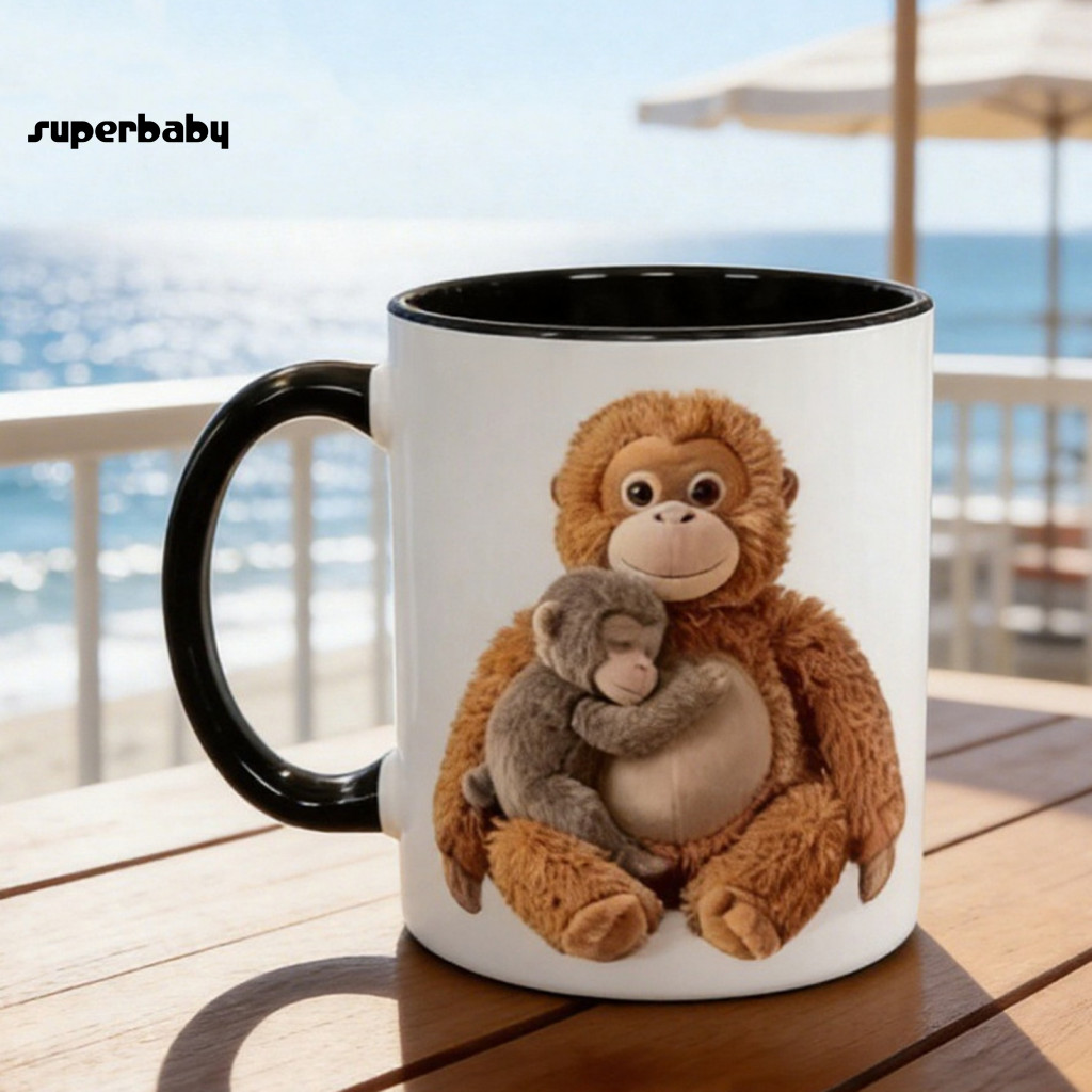 (Superbaby) Coffee Tea Mug Cute Monkey Ceramic Coffee Mug 350ml – Inspirational Tea Cup Unique Gift for Lovers Perfect Punch-the-monkey Design for Southeast Asia Buyers