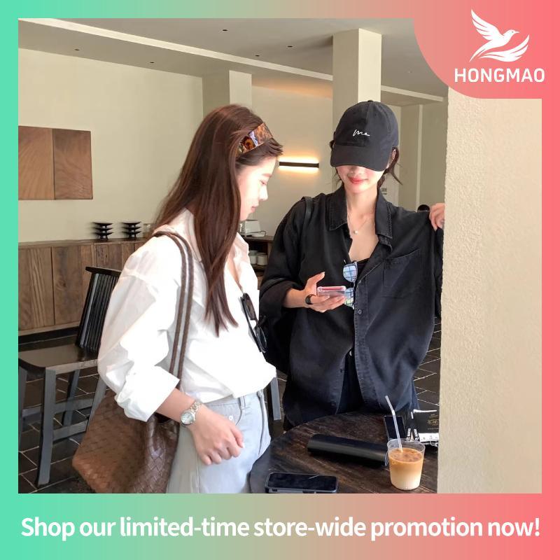 ️ [The limon Lemon Green Tea Official Synchronization] Spring Summer New Hong Kong Style Girl Korean Retro Casual Loose Stiff Sunscreen Denim Long-Sleeved Shirt Top Tm1621