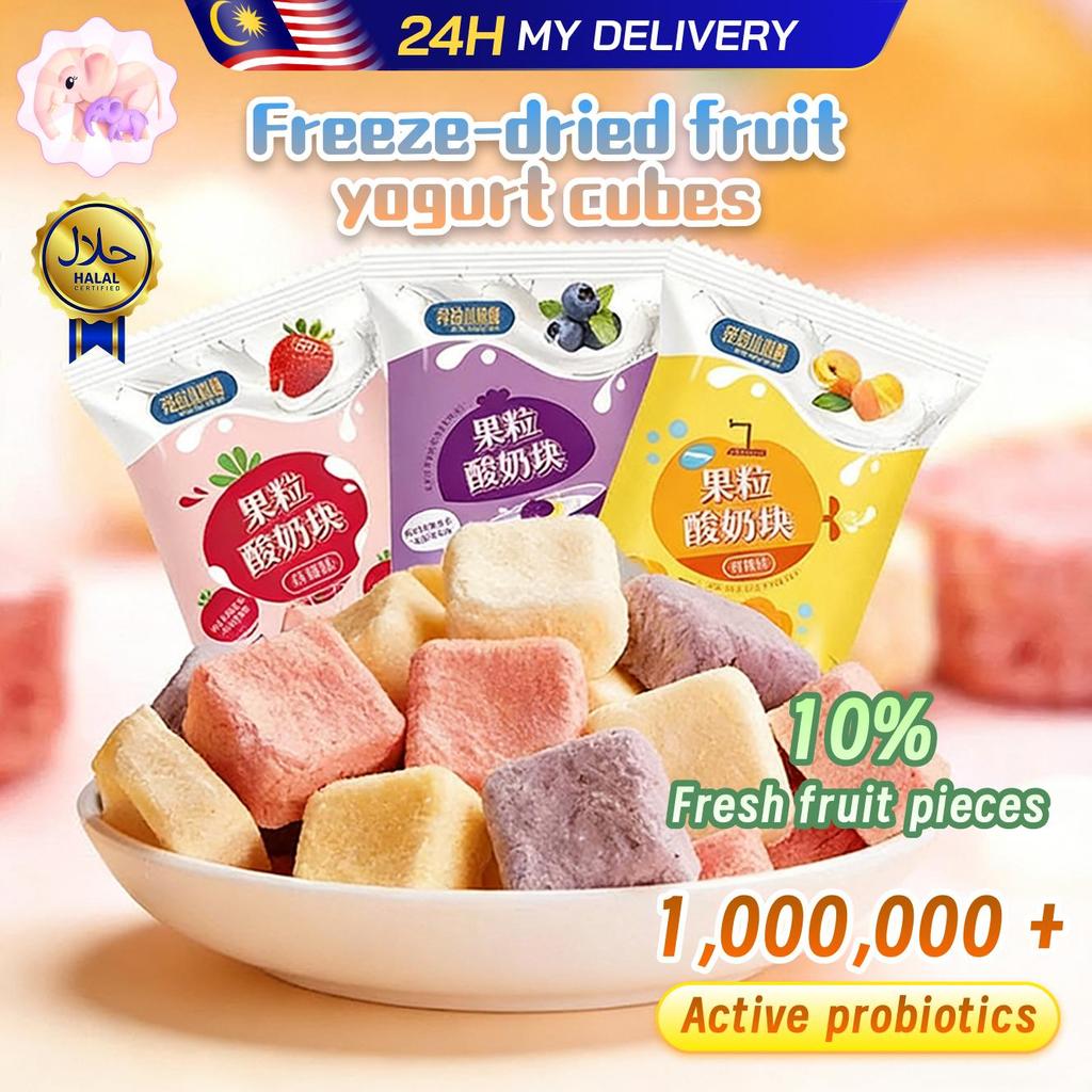10% Yogurt kering beku dengan kepingan buah (10% kepingan buah sebenar