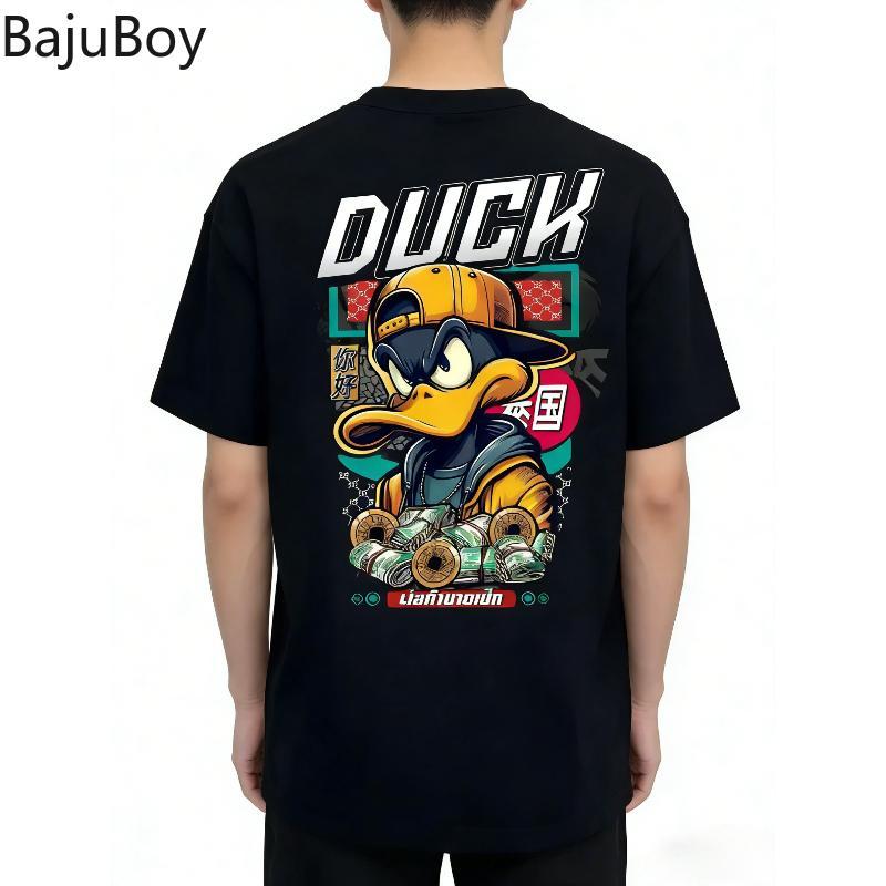 Baju T-Shirt Desain Maskot Itik DUCK Streetwear Cotton Corak Warna-Warni Unik Jumbai Lembut Lengan Unisex Murah Cod