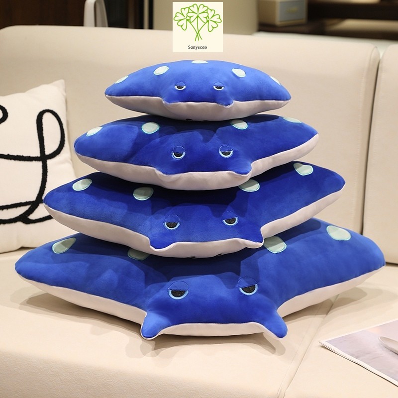 Sanyecao Hot Sale Cute Spotted Ray Plush Pillow, Ocean Creature Manta Ray Stuffed Toy, Healing Cushion for Sleeping, Lovely Sofa & Bed Decor, Ideal Festival Gift for Friends & Kids