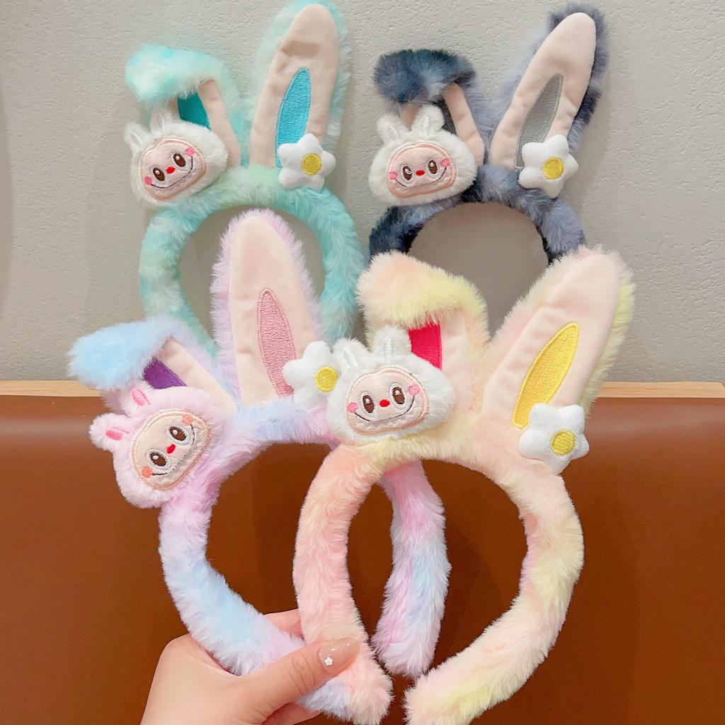 Children Headband Girl Cartoon Rab Cloth Face Wash Press Hairpin Girl Plush Ear Headband Hair Accessories Headband 2.6 W2