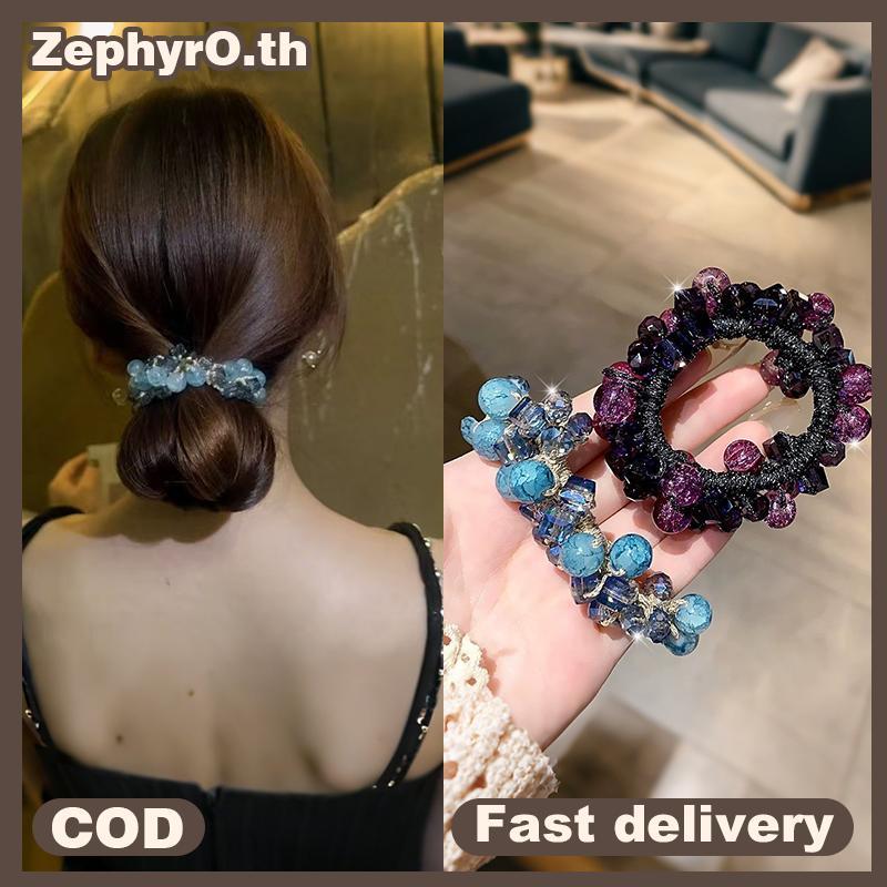 null Shiny Crystal Woven Hair Band High Ponytail Elegant Hair Rope Rubber Band Chic Hair Ties Hair Accessoires Elastic Hair Bands null