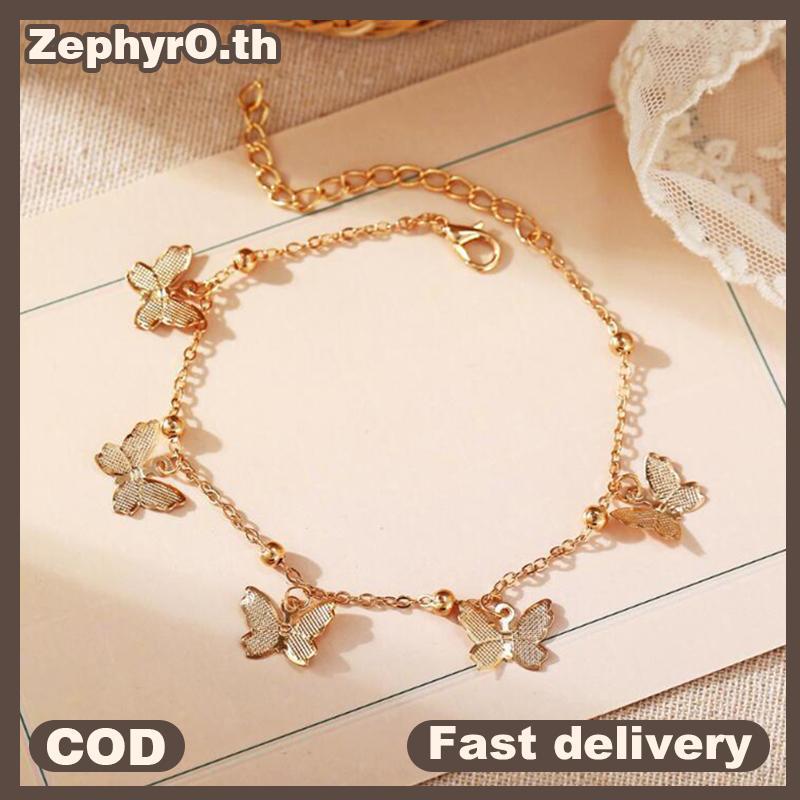 null Gold Silver Color Butterfly Fashion Anklets For Women Summer Beach Ankle Bracelet Foot Chain Jewelry Retro Simple null