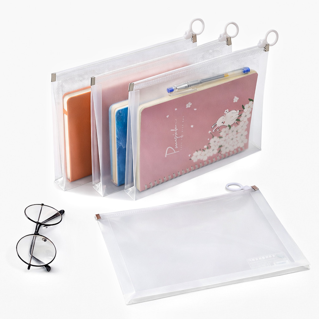 A4 A5 B6 Zipper Pouch Clear Document Bag Book File Folder Stationery Pencil Case Storage Cosmetic Makeup Beg Dokumen