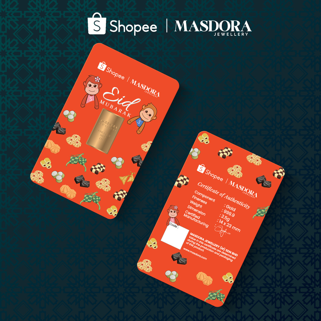 SHOPEE x MASDORA 999.9 Gold Bar RAYA Series - 2.50GM