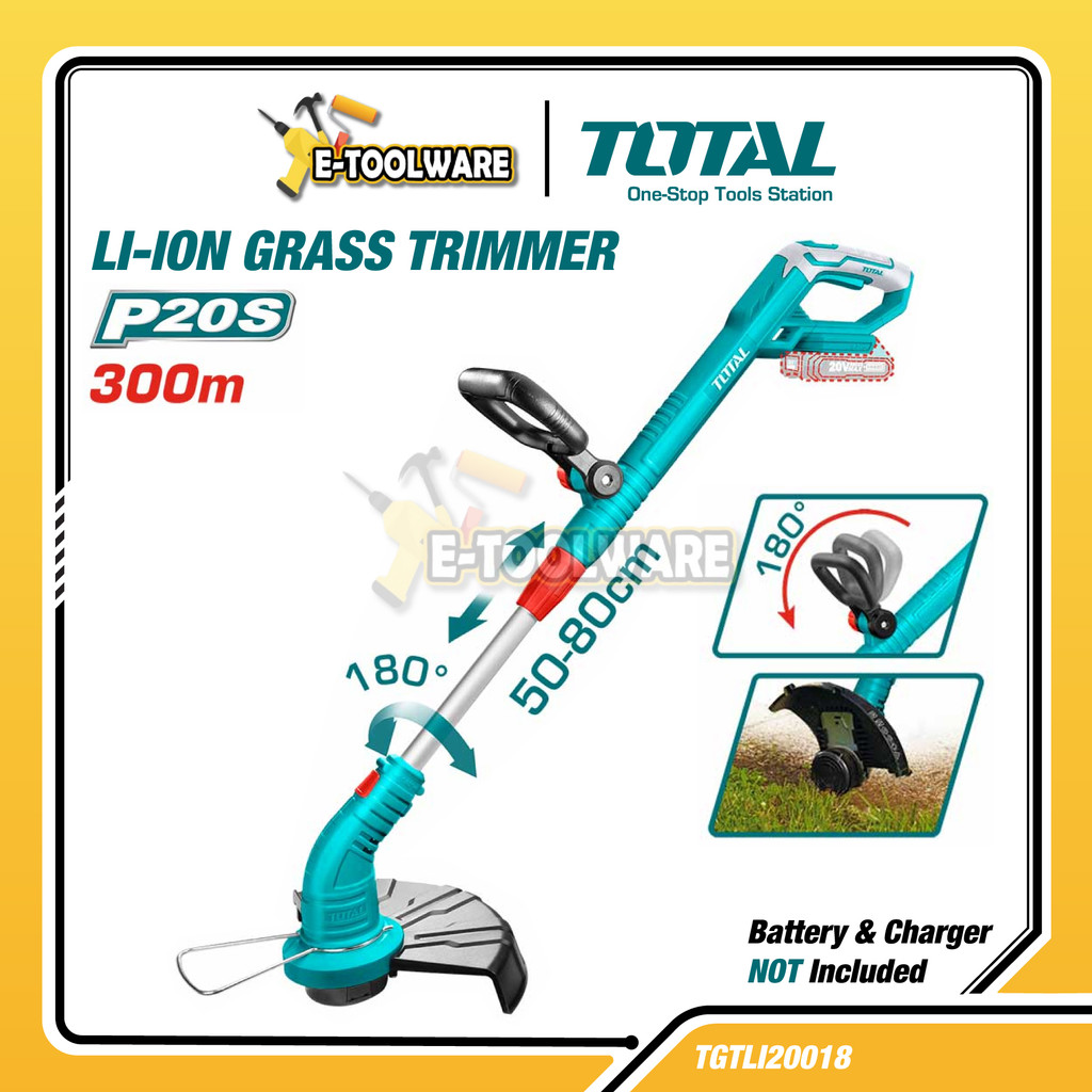 Total Pemotong Rumput Tanpa Wayar 20V TGTLI20018 Cordless Grass Trimmer Cutter Mesin Rumput Mesin Potong Rumput 无线割草机