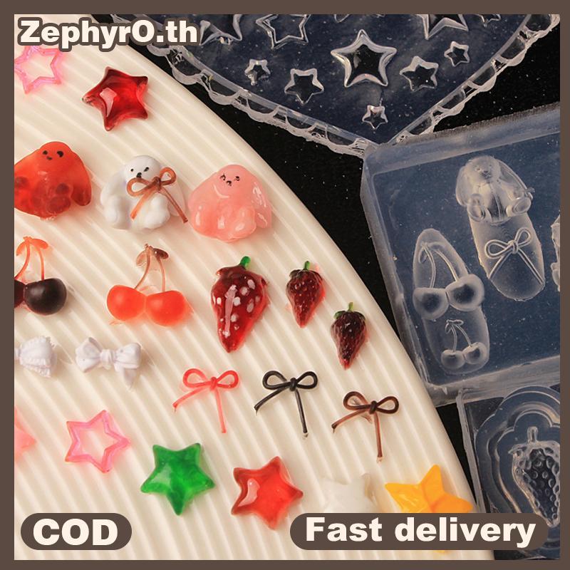 null 3D Heart Silicone Mold Strawberry Cherry Pentagram Nail Mold Nail Art Decorations DIY Design Stamping Plate Manicure Mold null