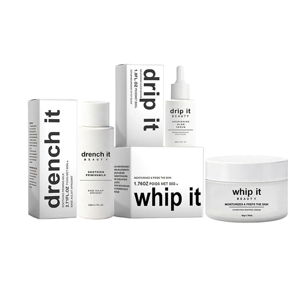 Moisturizing Facial Skincare Set, Includes Serum, Essence Lotion & Face Cream, Deeply Hydrating and Firming, Skincare Gift Set for Girls Women, Travel Facial Kit, Suitable for All