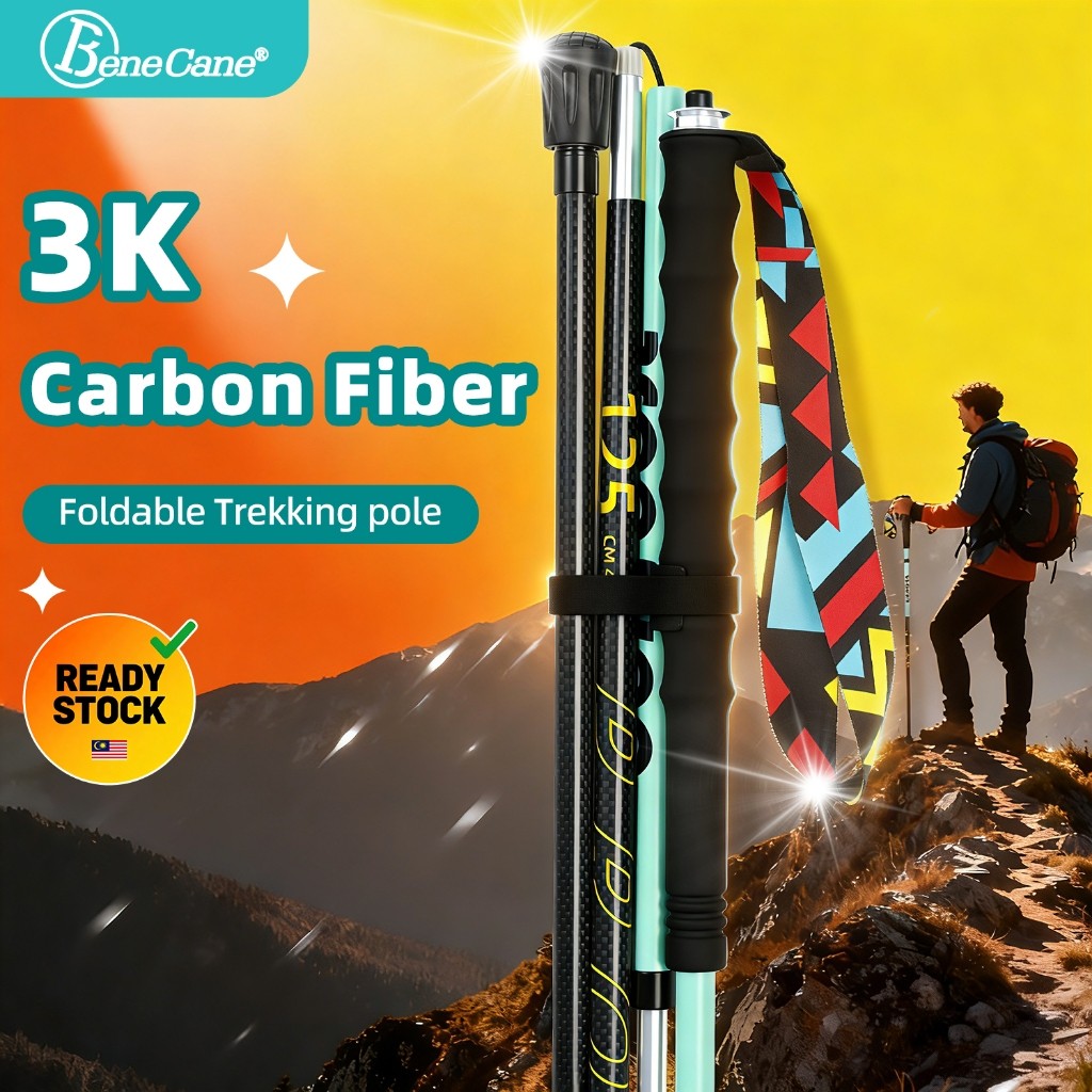 Carbon Fiber Trekking Pole Foldable Hiking Stick Tongkat Mendaki Lipat For traveler&hiker