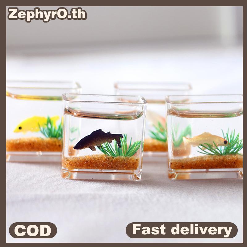 null Dollhouse Miniature Glass Fish Tank Bowl Aquarium Doll House Home Ornament null