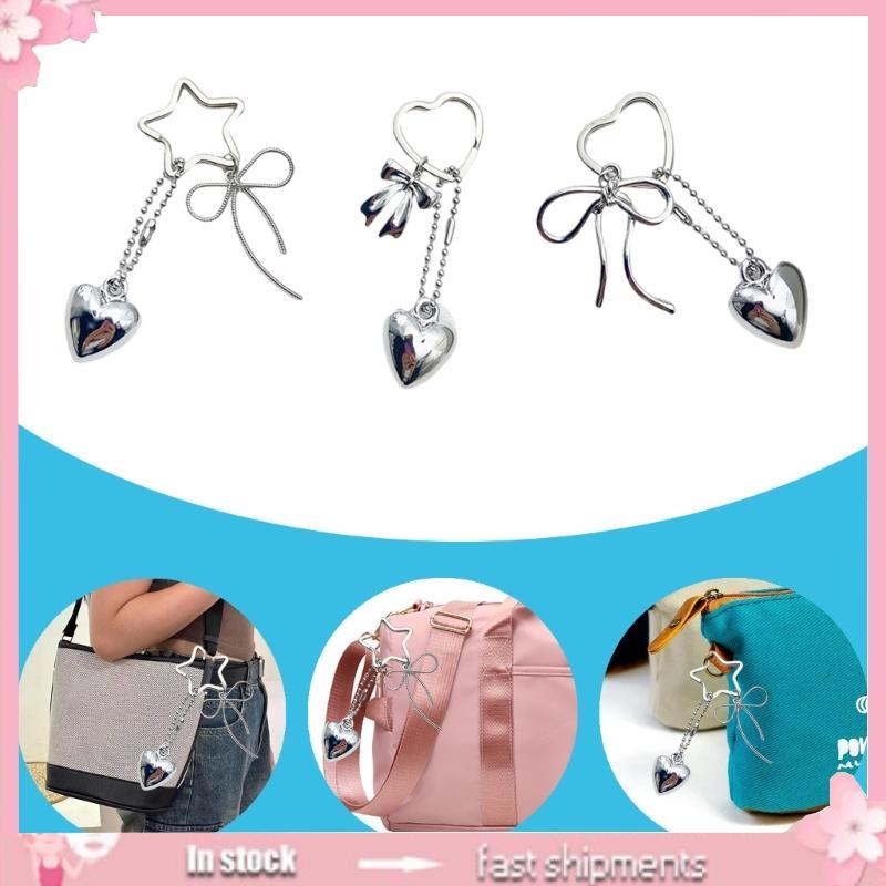 YOIOI Stylish Heart Star Keychain Unique Keyring Trendy Bag Decoration Female Fashion Jewelry Pendant Accessory for Wome