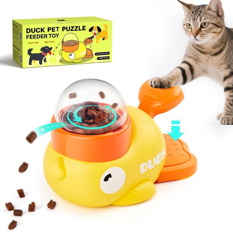 Potaroma Interactive Puzzle Treat Dispenser Toy, Duck-Shaped Food Slow Feeder for Cats and Small Dogs Enrichment, IQ Training and Exercise 8.6 Inches