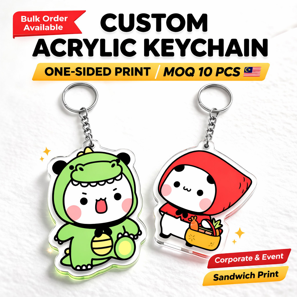 Custom Color Acrylic Keychain (one sided Buatan Malaysia)(MOQ 10 PCS 1 DESIGN)