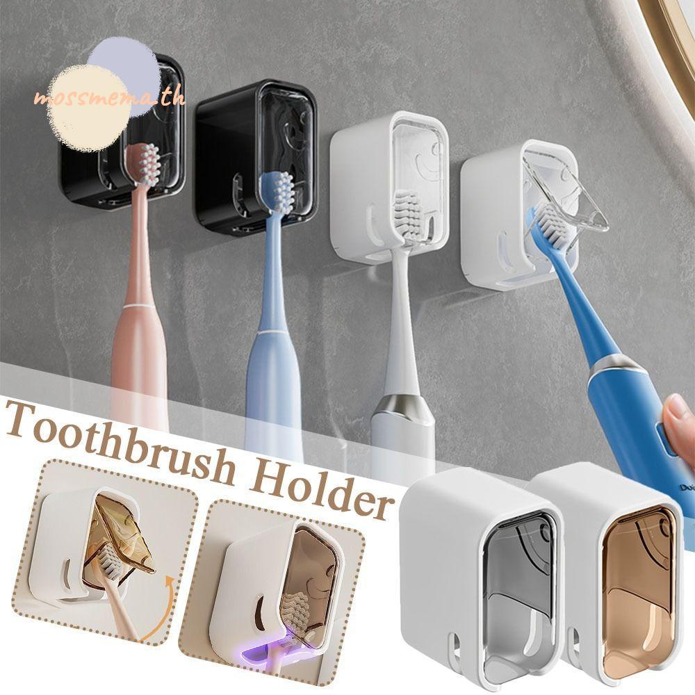 MOSSMEMA Toothbrush Rack, Dustproof Wall Mounted Toothbrush Holder, Durable Flip-top Toothbrush Storage Box