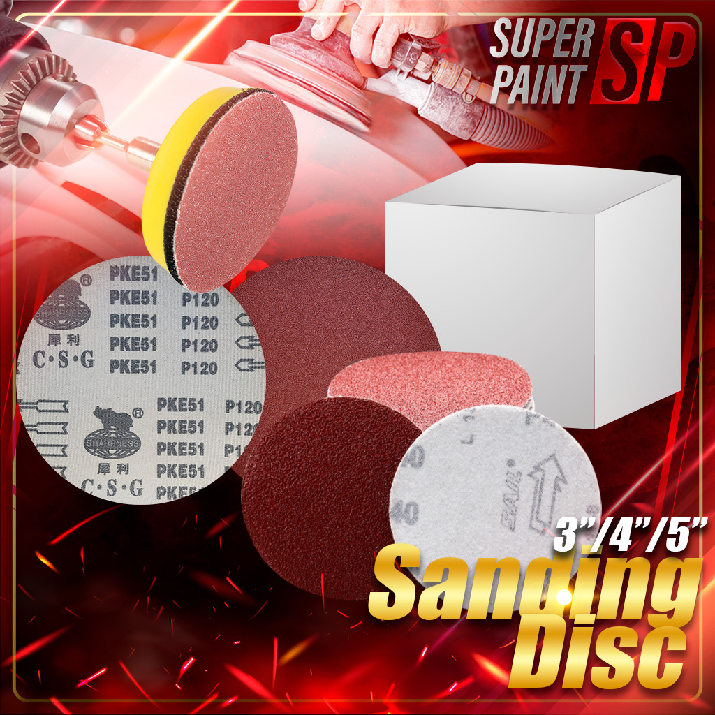 [Kertas Pasir Bulat 100pcs] 3/4/5 Inch Sanding Disc Red Abrasive Sandpaper Mesh Grip Small Size Wood Carving 砂纸