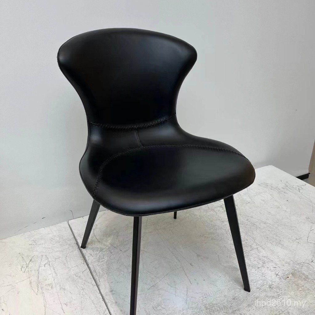 Dining Chair Desk Chair Minimalist Carbon Steel Backrest Household Modern Designer Small Apartment Leather Art Nordic Simple Italian O0IR