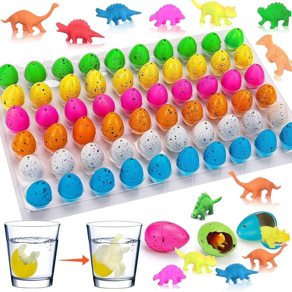 60PCS Small Hatching Dinosaur Eggs for Dinosaur Birthday Party Favors Valentine Goodie Bag Stuffers Classroom Carnival Prizes Bulk Pinata Fillers Novelty Grow in Water Dino Eggs wi