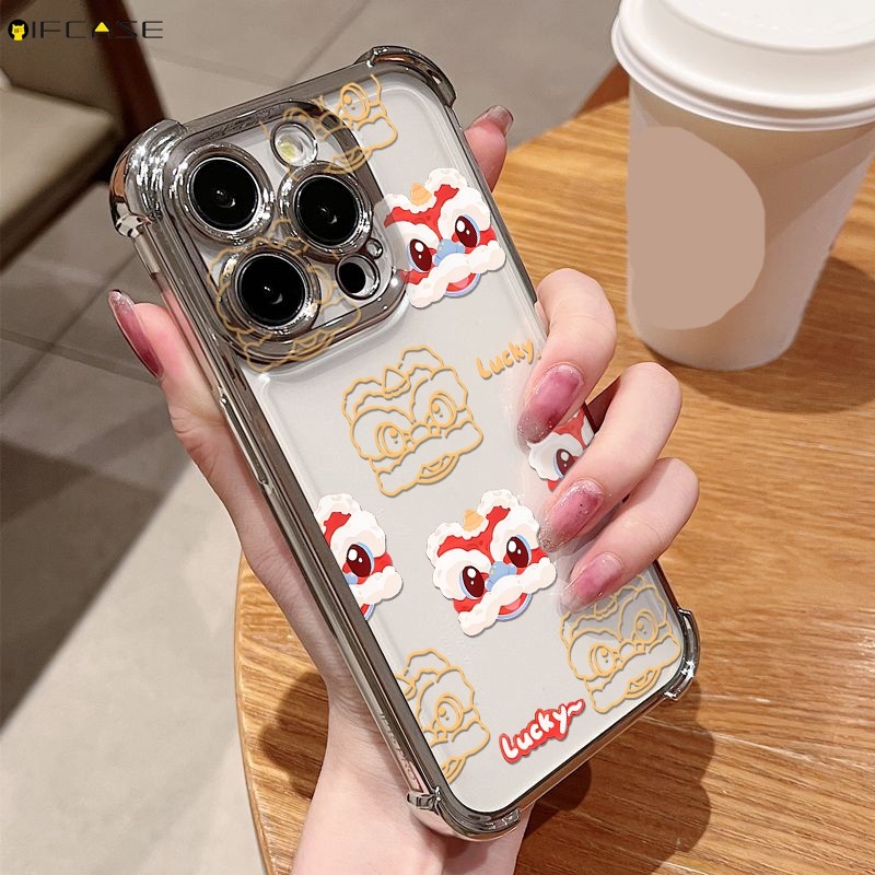 For Huawei Nova 15 14 13 Pro Ultra 14i 13i Y91 Y90 Y73 Y72 Y72s Y71 Phone Case 2026 Chinese New Year Red Golden Yellow Horse Awakening Waking Lion Dance Anti Fall Casing Case Cover