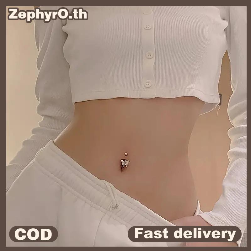 null Personalized Sexy Heart Butterfly Belly Button Rings For Women Girls Crystal Zircon Belly Navel Rings Body Piercing Jewelry null