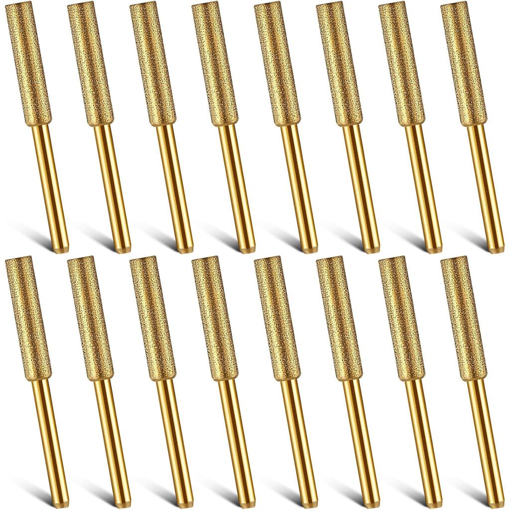 Chumia 16 Pcs Batu Asah Gergaji Berlian Pengasah Batu Pengisar Elektrik Roda Asah Berlian Emas Aksesori Gergaji Berlian untuk Perhiasan Batu Rantai (3/16''（4.8 mm）)