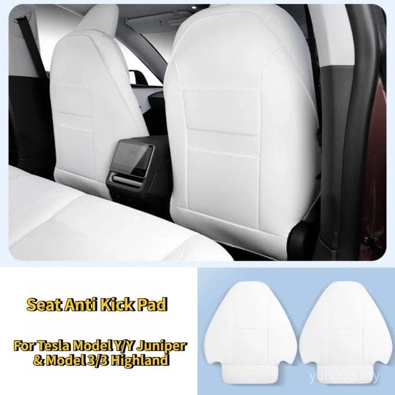 Untuk Tesla Model 3/Y Highland 2017-2025 Pelindung Tempat Duduk Belakang Kulit PU, Tikar Tempat Duduk Belakang, Poket Penyusun, Tahan Air, Tahan Calar MOZJ