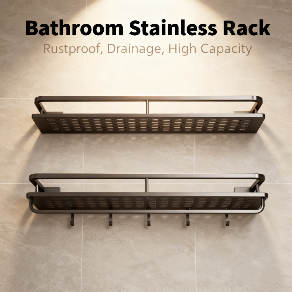 Bathroom Shelf Storage Shampoo Wall Rack Kitchen Rack Drain Steel Rack Shelf