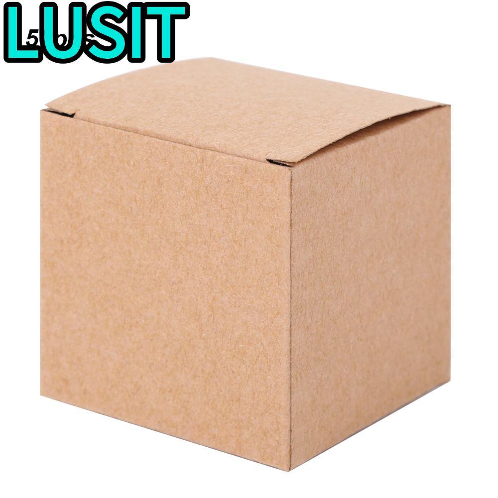LUSIT 50PCS Boxes, Push-Form Paper Kraft Paper Box, Wrapping Supplies With Lids Brown Candy Box Party Favors