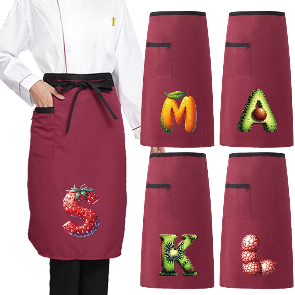 Chef Apron Red half apron Waterproof & oil-proof Fashion Bubble tea/shop cafe workwear…