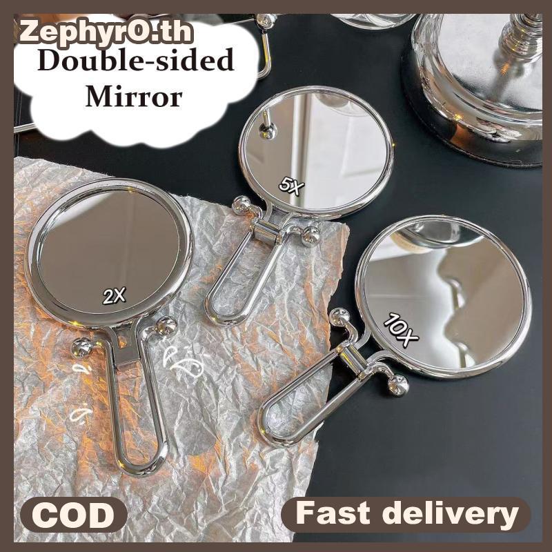 null 2x/5x/10x Magnification Foldable Mirror Double-sided Portable Mirror 360° Rotation Handheld Mirror Table Standing Makeup Tool null