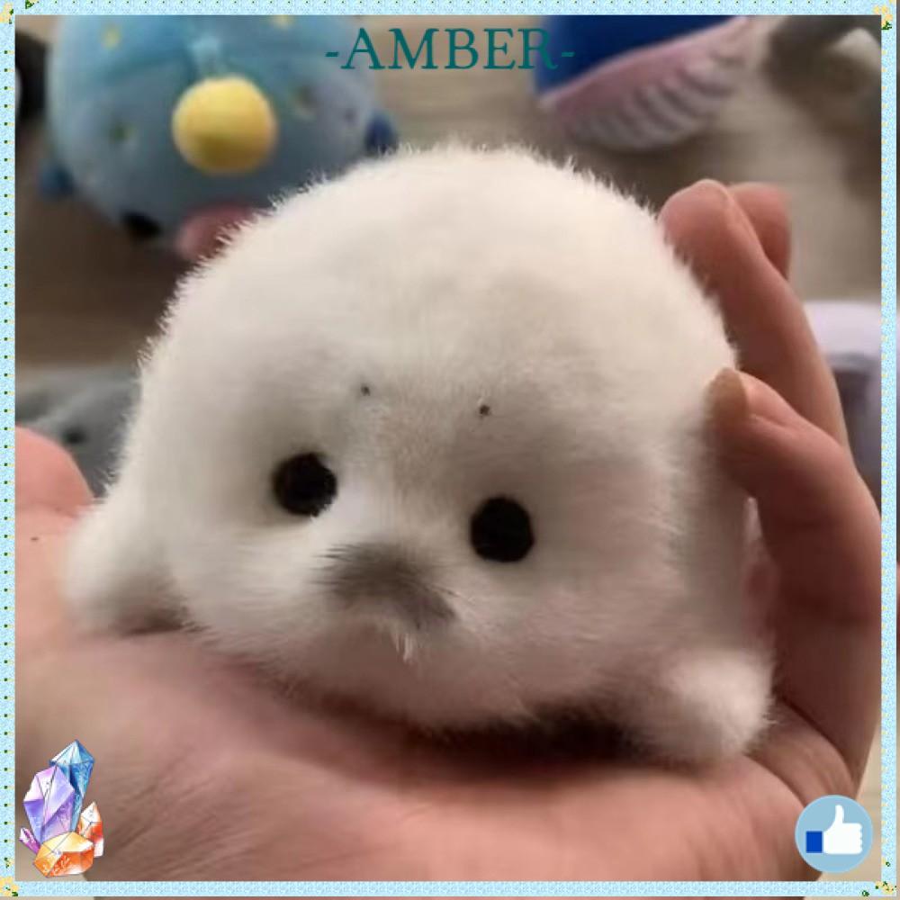 AMBER Seal Plush Keychain, Animal Doll Soft Animal Pendant, Kawaii Simulation Ocean White Seal Car Key Accessories Bag Pendant