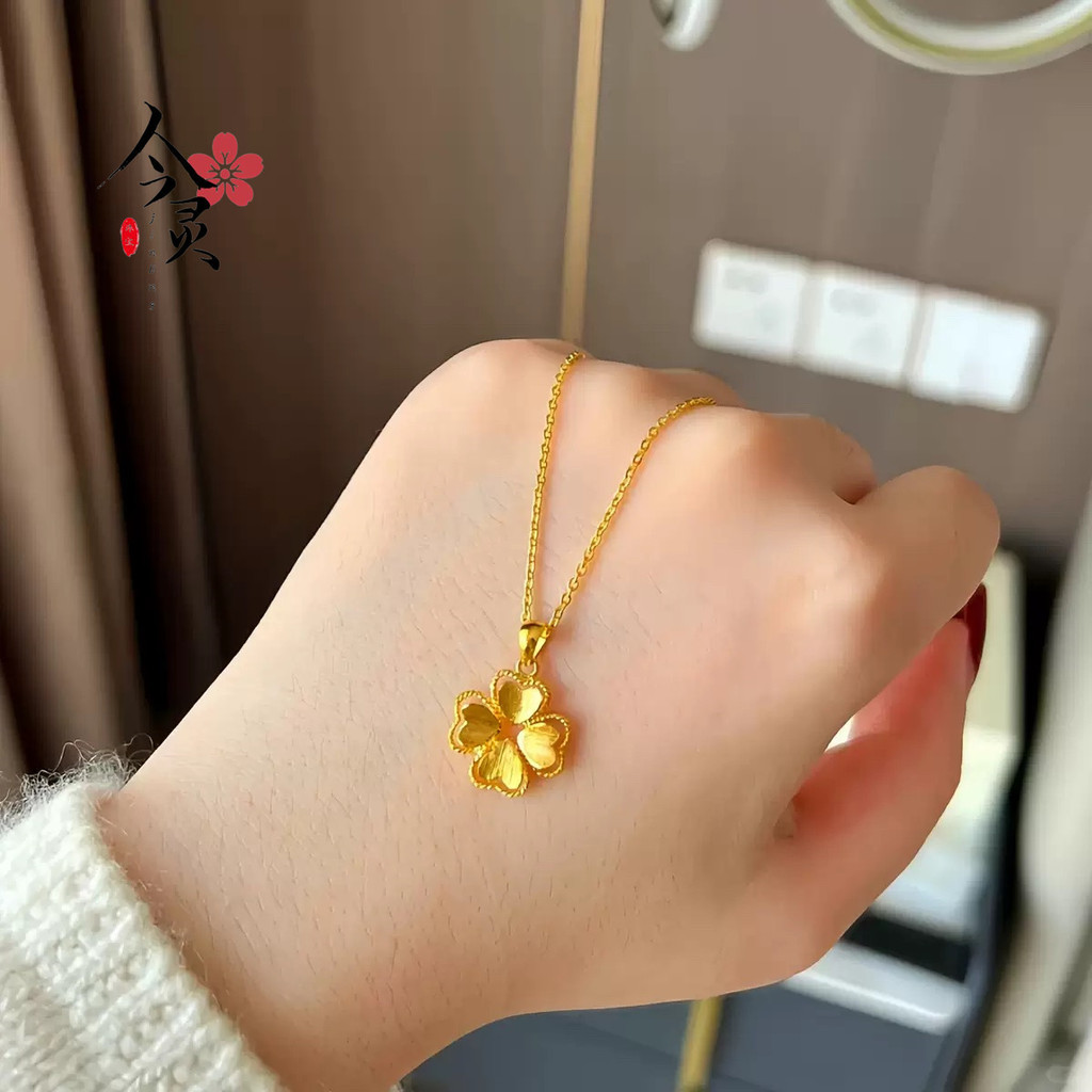 916 gold Lucky Clover Pendant Emas 916 Loket 916/Double-Sided