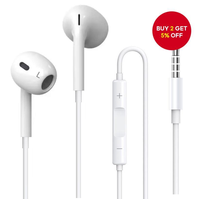 3.5mm Wired Earphone With Volume Control Lightweight Stylish Headphones With Microphone
