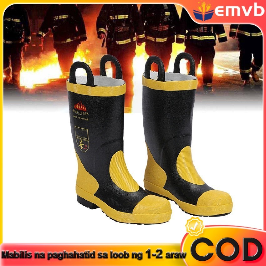 Waterproof Firefighter Boots High Temperature Resistant Rubber Safety Boots Anti Slip For Work