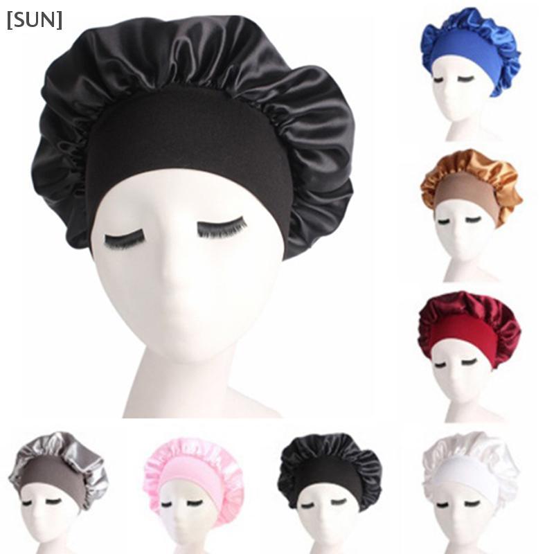 [SUN] Solid Satin Bonnet Hair Styling Sleep Hat Wrap Shower Cap Hair Styling Tools null