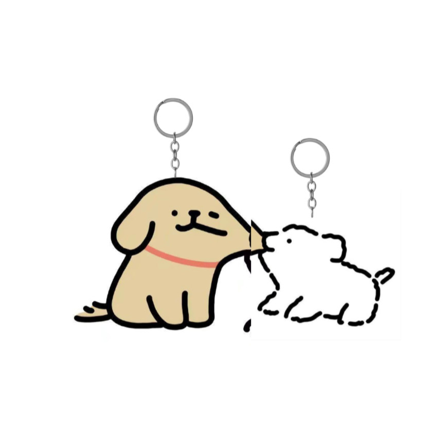 Keychain bag pair of adorable pocchoco dogs
