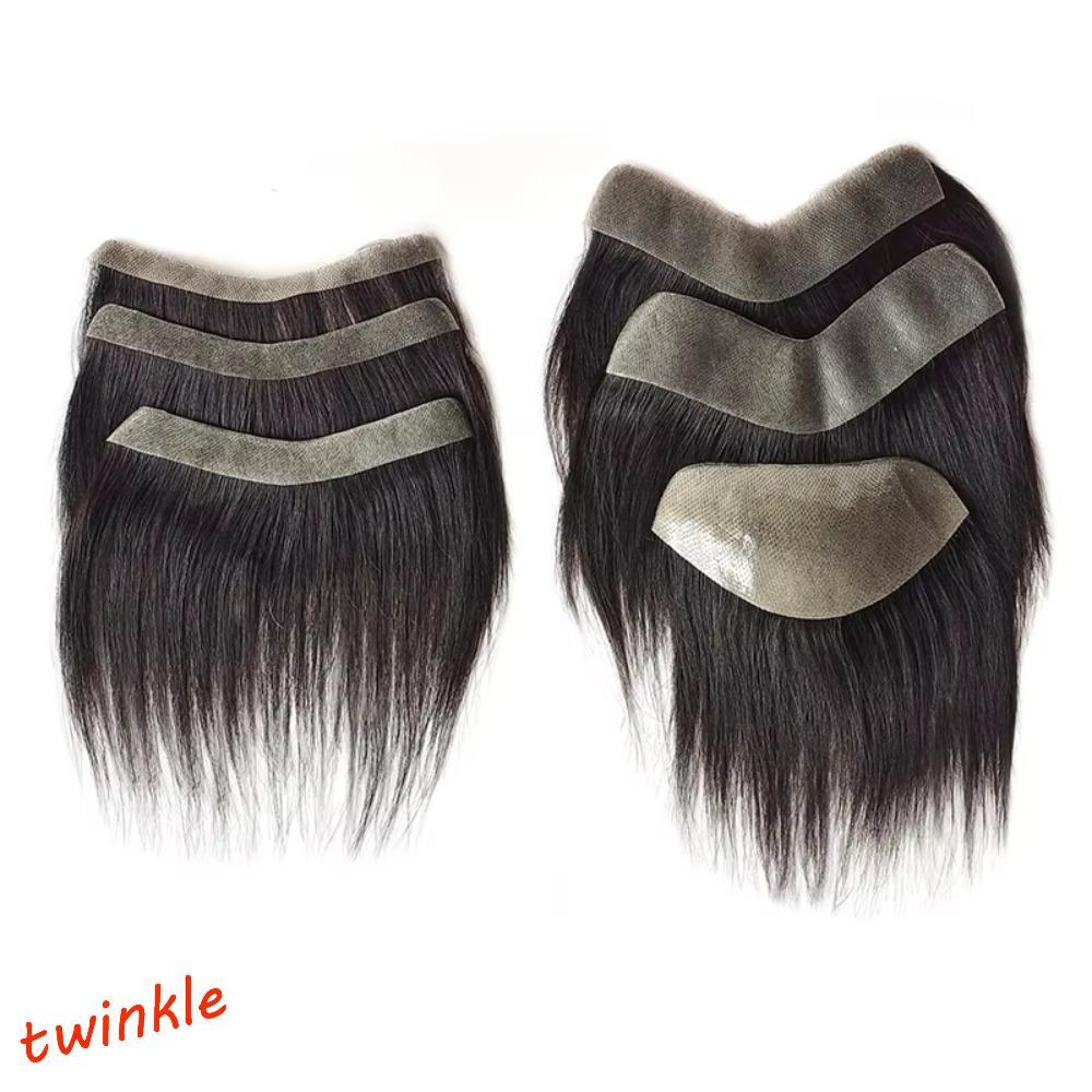 TWINKLE1 Frontal Hairpiece for Men, Invisible Hairline V-Shaped Natural Human Hair Patch, Fake 15cm Fluffy Replacement Toupee Forehead Biological Scalp Patch Women/Men