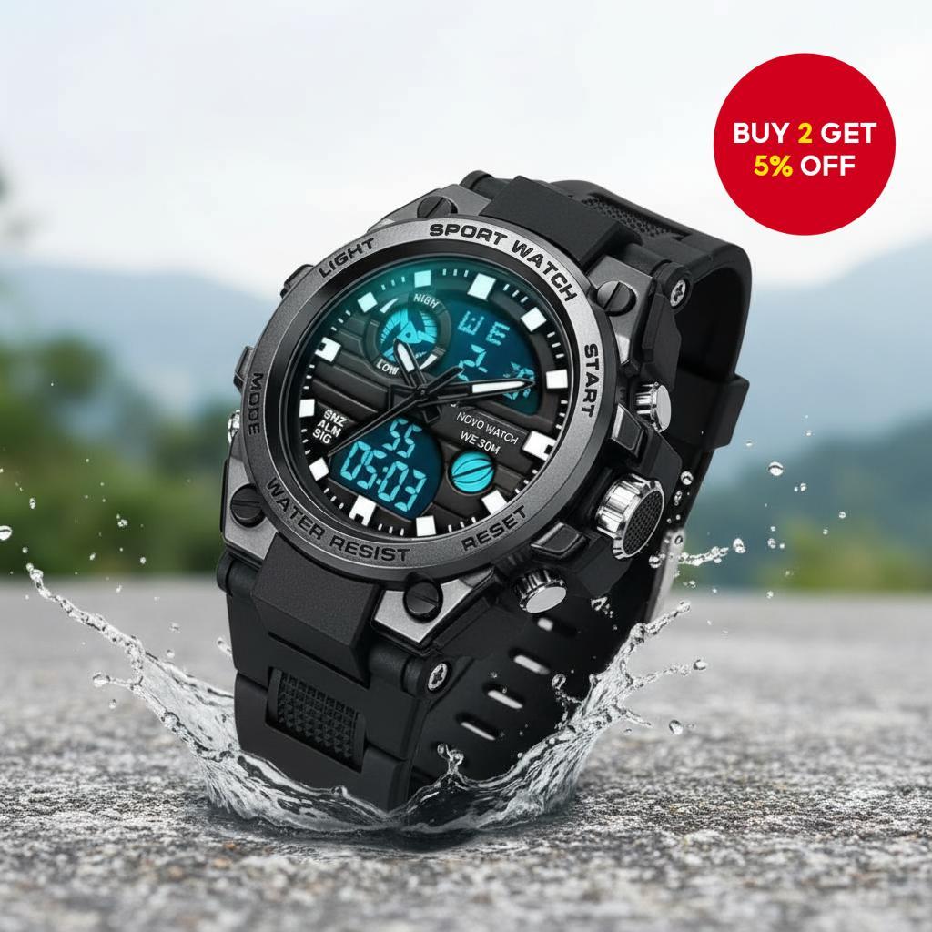 Modern Electronic Watch for Men - Multi-Functional Glowing Sport Watch for Teens and Academic Users Jam Tangan Elektronik Moden untuk Lelaki - Jam Sukan Bercahaya Pelbagai Fungsi untuk Remaja dan Pengguna Akademik