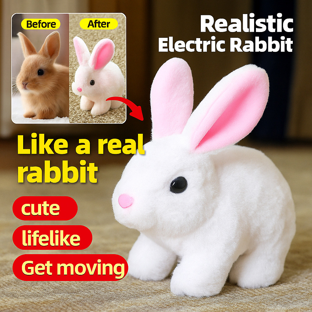 【Real-Time Voice Response】HFH Smart AI Rabbit with Emotional Reactions / Interactive Plush Toy / Kids Educational Companion / Lifelike Electronic Pet