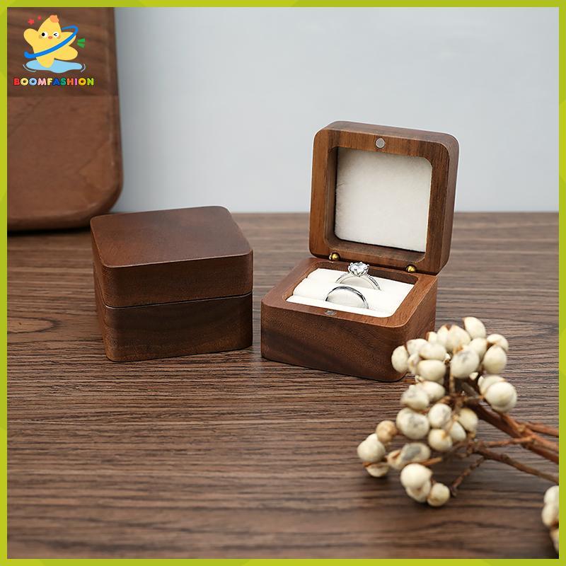 [Boomfashion] Wood Jewelry Box Wedding Ring Box Earring Rings Organizer Box Gift Paage Case [MY]