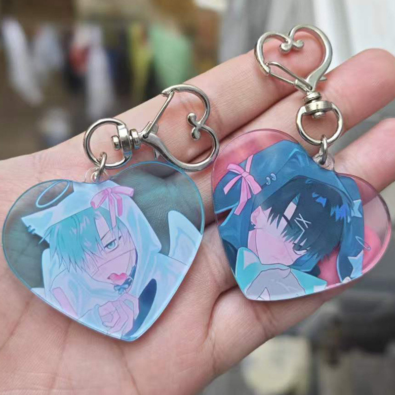 2Pcs/Pack Alien Stage Fanmade Heart Shaped Acrylic Keychain Ivan Till Double Side Design Anime Merch Bag Charm Kawaii Decoration