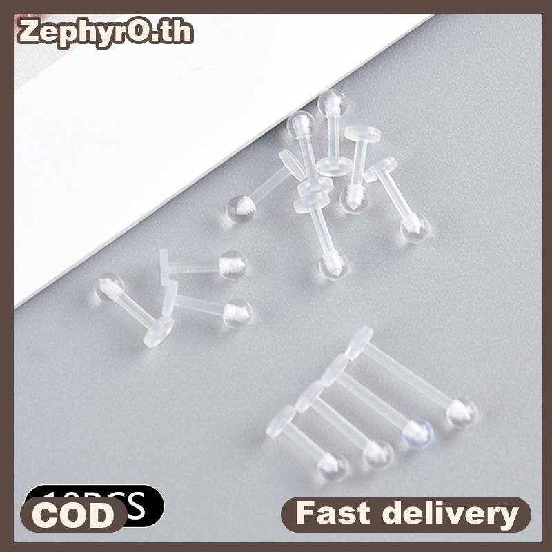 null 10pcs Clear Acrylic Lip Stud Piercing Ring Ear Cartilage Earring Bar Tragus null