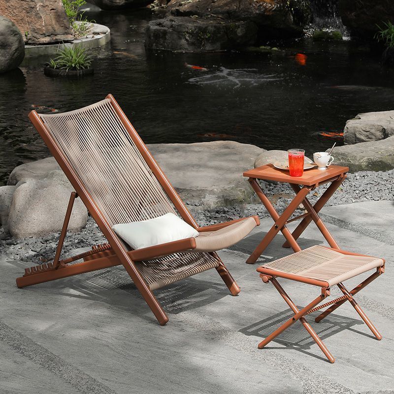 Outdoor Park Bench Long Chair Garden Lounge Chair Backrest Anti-Corrosion Solid Wood Zinc Alloy Courtyard Community Seat