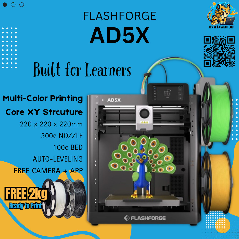 [ FLASHFORGE ] AD5X 3D Printer | Multi Color Print | 220*220*220 | CORE XY | Wifi & App Print
