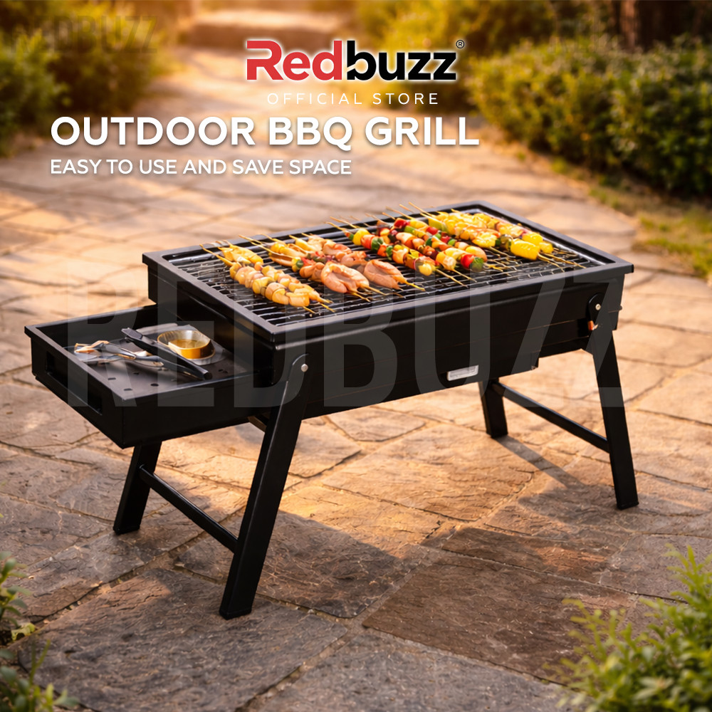 REDBUZZ Portable BBQ Grill Outdoor Folding Barbecue Outdoor Charcoal Grill BBQ Grill BBQ Stand Camping Arang BBQ