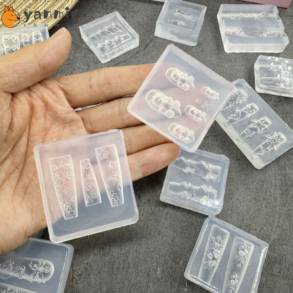 YANMIG Nailart Mold, with Box Transparent Nail Art Template,  Butterfly Tulip Bow Rose Flower  Carving Nail Art Molds Nail Decoration