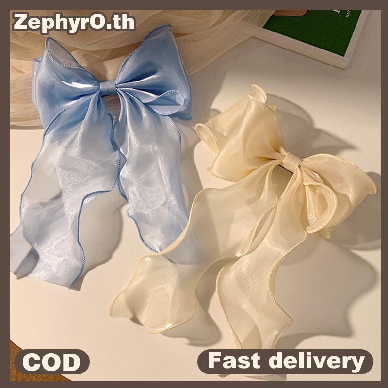 null Korean Style Sweet Cute Ribbon Bow Hair Clips For Girls Shining Satin Bowknot Hair Clips Barrette Hairpin Ponytail Clip Headwear null