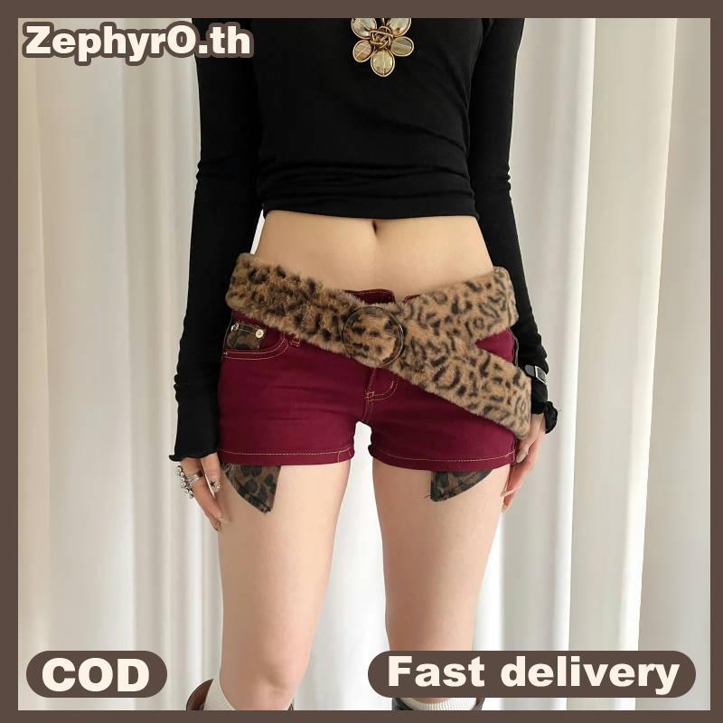 null Leopard Print Faux Fur Belt Sexy Stylish Women Autumn Winter Subculture Fluffy Waist Accessories Retro Street Style Decor Belt null