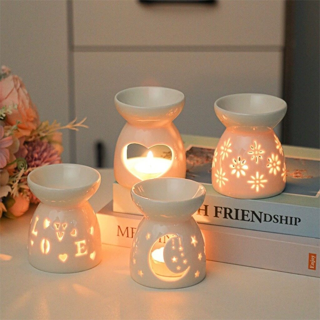 Ceramic Oil Burner Aromatherapy Wax Melt Burner Tealight Candle Holder Home Fragrance Decor