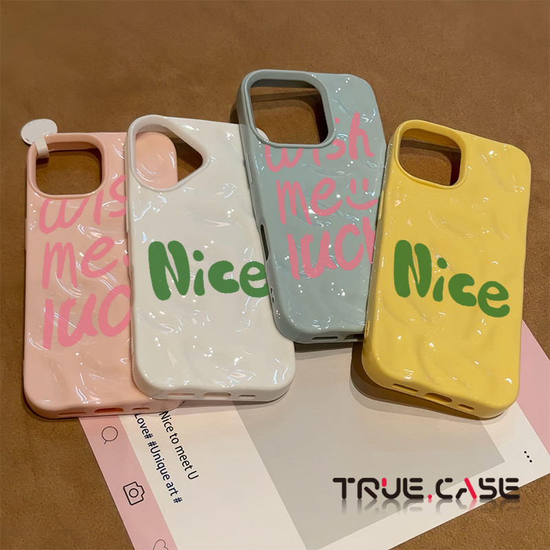 Softcase iPhone 17 16 15 14 13 12 Pro Max doakan saya beruntung dalam bahasa inggeris Tekstur Tak Teratur Case Fesyen